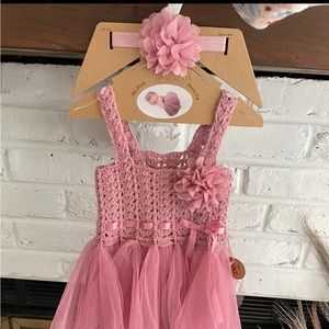 NWT Elly & Emmy Newborn 2-Piece Dress and Headband Set in Mauve - Photography